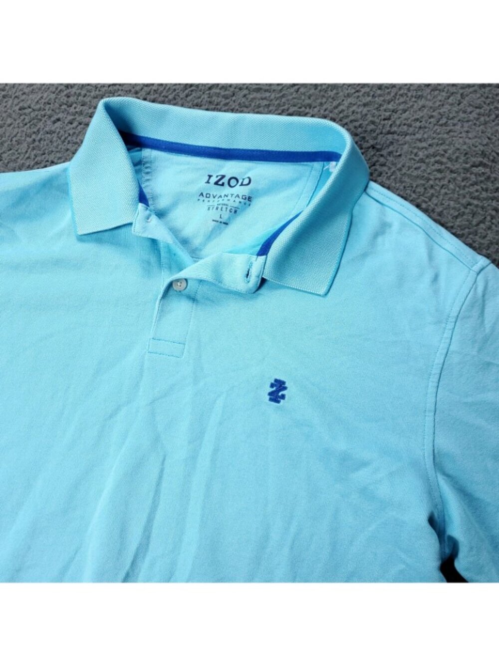 IZOD Shirt Mens Large Advantage Performance Stretch Golf Polo Short Sleeve Blue